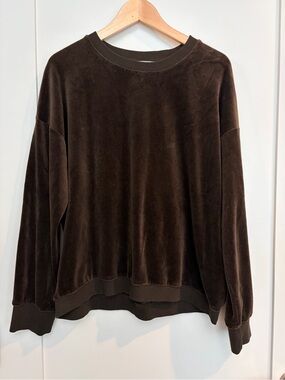 Vince Brown Velour Crewneck Pullover Sweatshirt | Size Larg